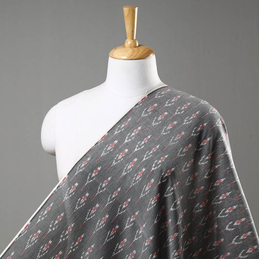 Grey - Pochampally Ikat Weave Cotton Handloom Fabric