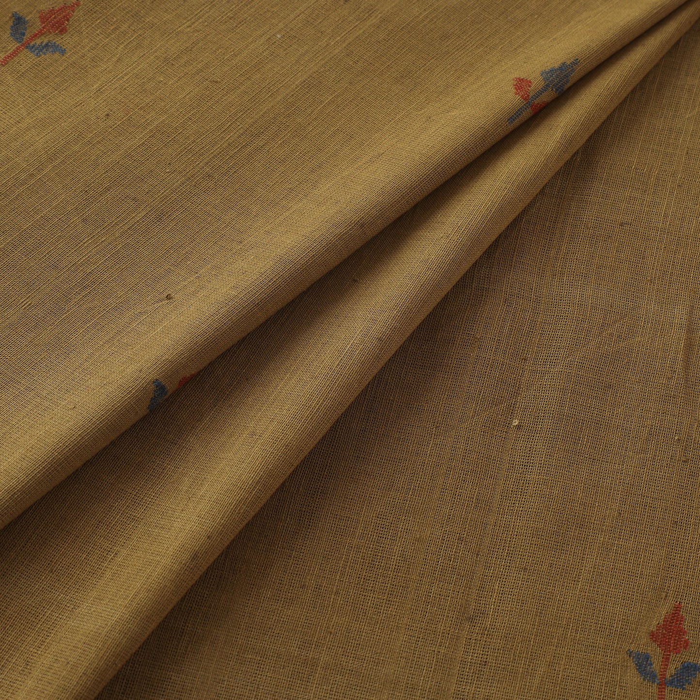 Yellow - Handspun Handloom Natural Dyed Cotton Srikakulam Jamdani Fabric 05