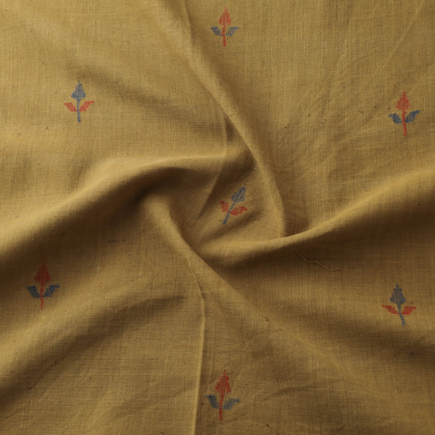 Yellow - Handspun Handloom Natural Dyed Cotton Srikakulam Jamdani Fabric 05