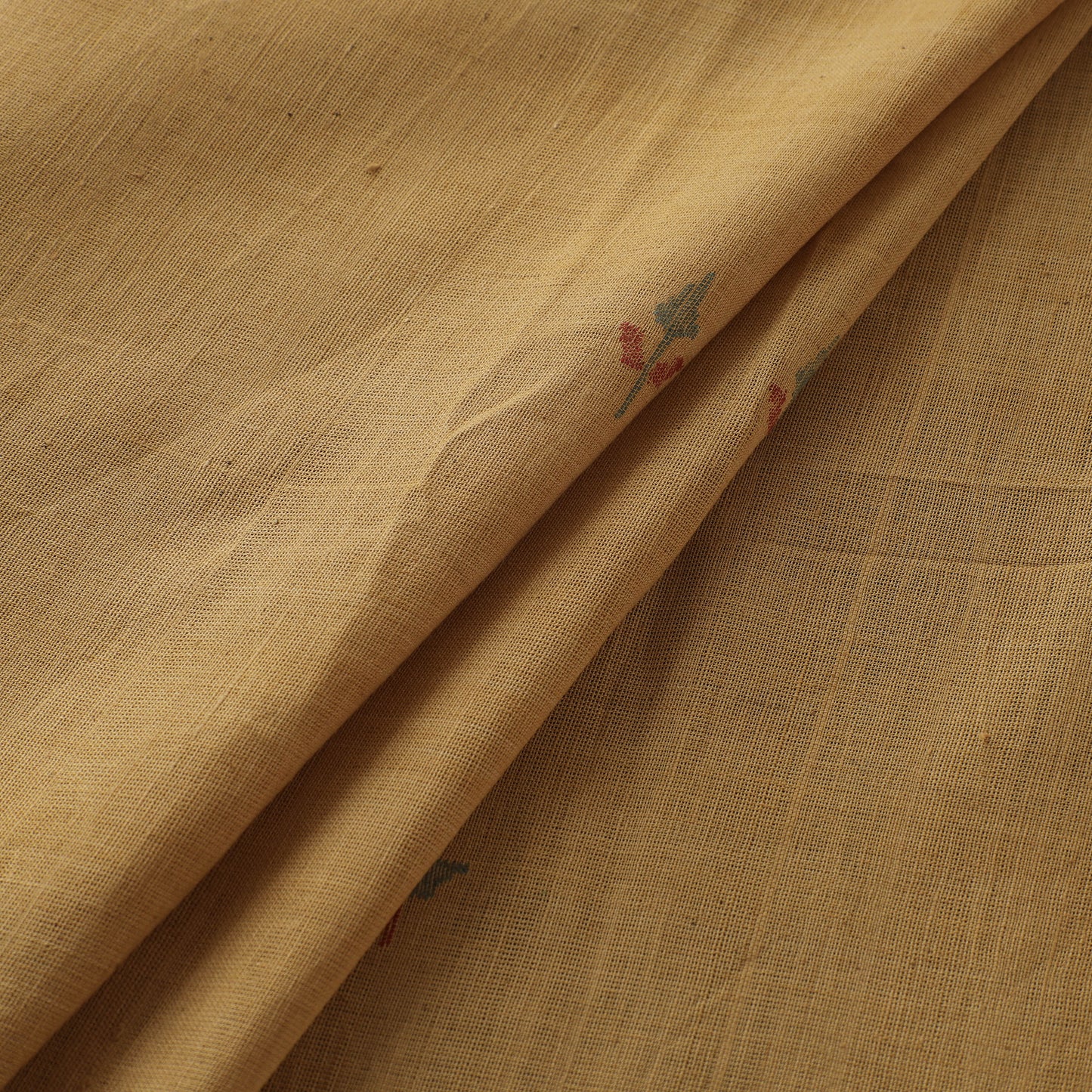 Yellow - Handspun Handloom Natural Dyed Cotton Srikakulam Jamdani Fabric 06