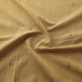 Yellow - Handspun Handloom Natural Dyed Cotton Srikakulam Jamdani Fabric 06