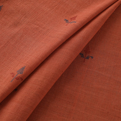 Orange - Handspun Handloom Natural Dyed Cotton Srikakulam Jamdani Fabric 02