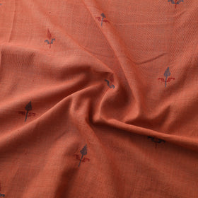 Orange - Handspun Handloom Natural Dyed Cotton Srikakulam Jamdani Fabric 02