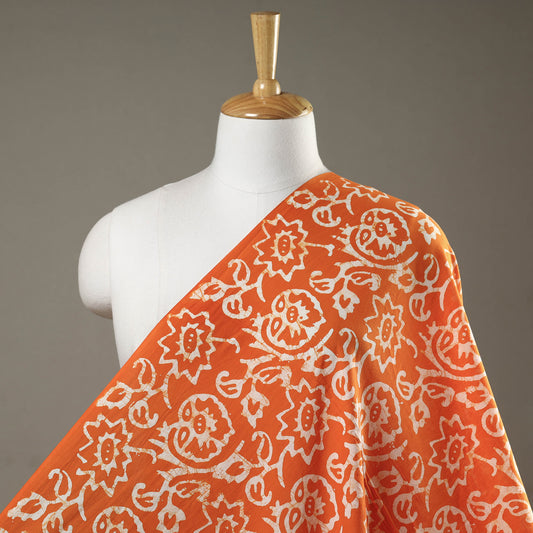 Orange - Hand Batik Printed Pure Cotton Fabric