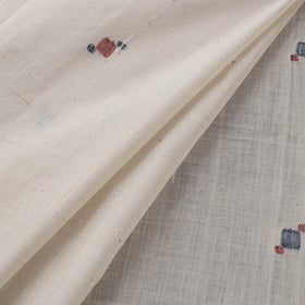 White - Handspun Handloom Natural Dyed Cotton Srikakulam Jamdani Fabric 08