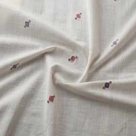 White - Handspun Handloom Natural Dyed Cotton Srikakulam Jamdani Fabric 08