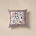 White - cotton sanganeri floral cushion cover (16 x 16 in)