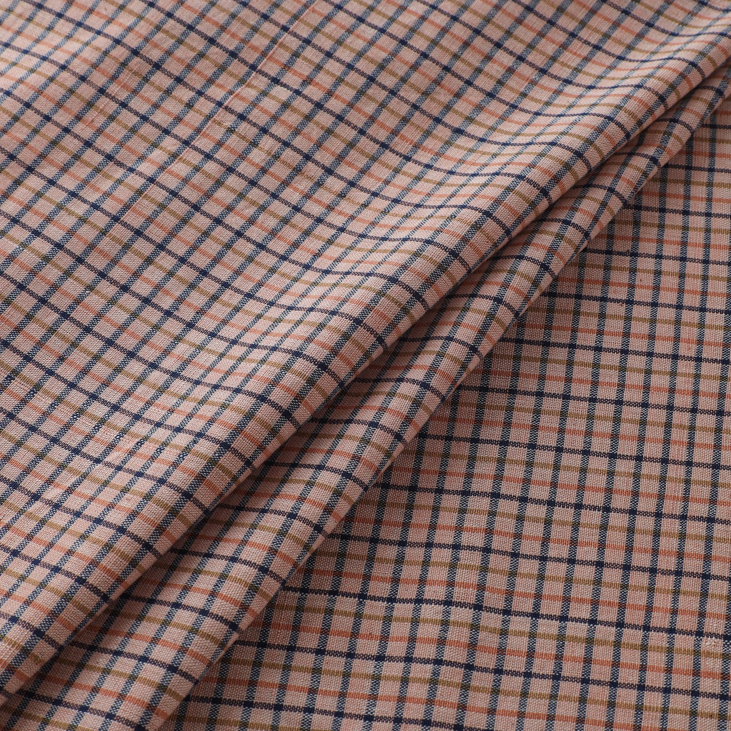 Peach - Handspun Handloom Natural Dyed Cotton Srikakulam Jamdani Fabric 12