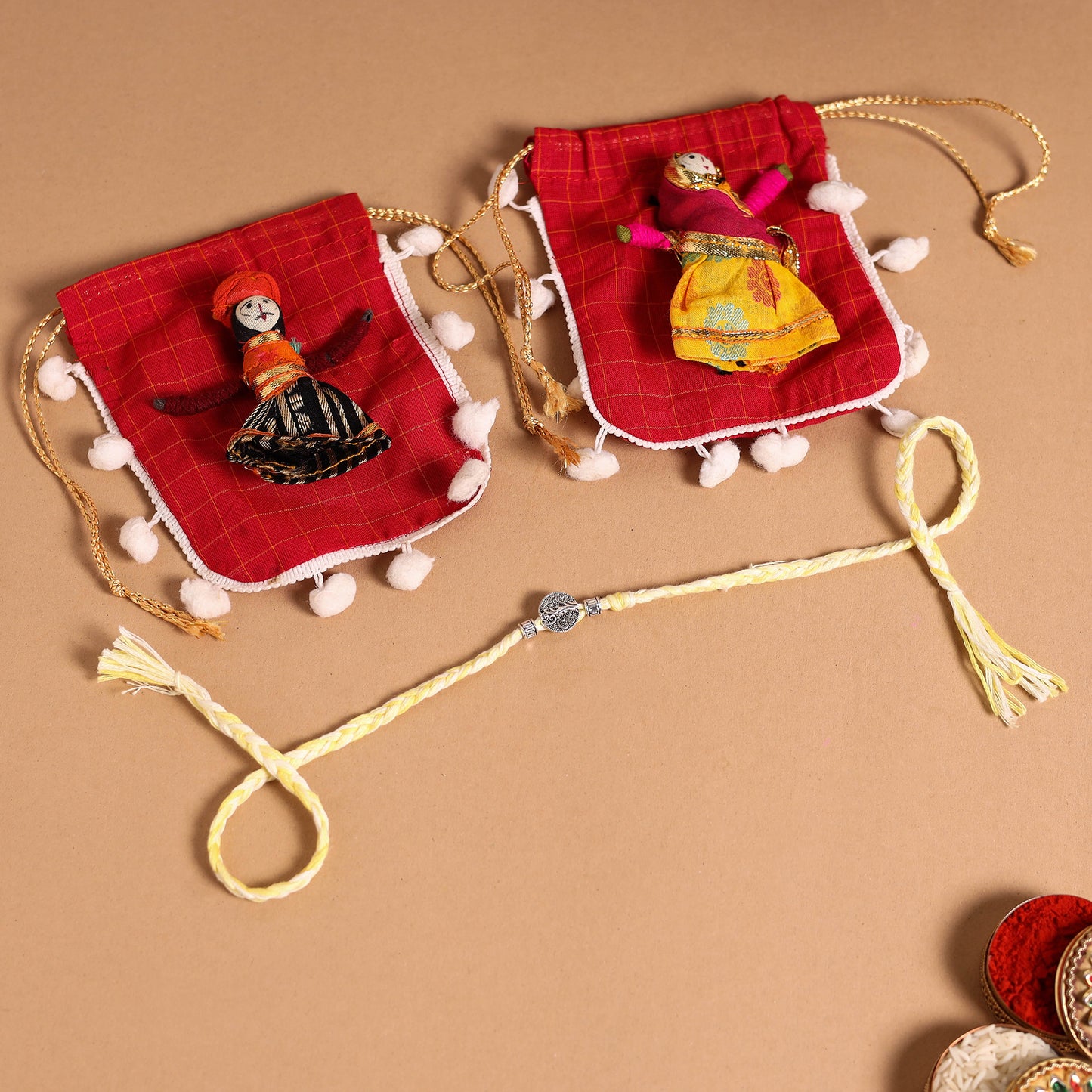  Handmade German Silver Rakhi & Lumba Set