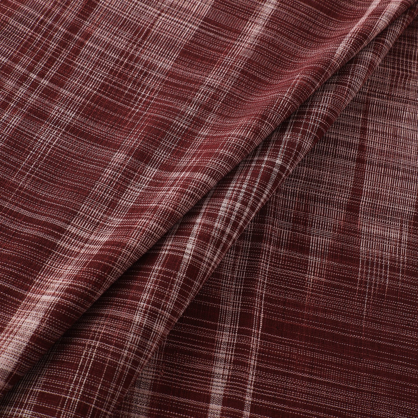 Maroon - Handspun Handloom Natural Dyed Cotton Srikakulam Jamdani Fabric 14