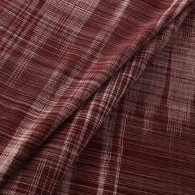 Maroon - Handspun Handloom Natural Dyed Cotton Srikakulam Jamdani Fabric 14