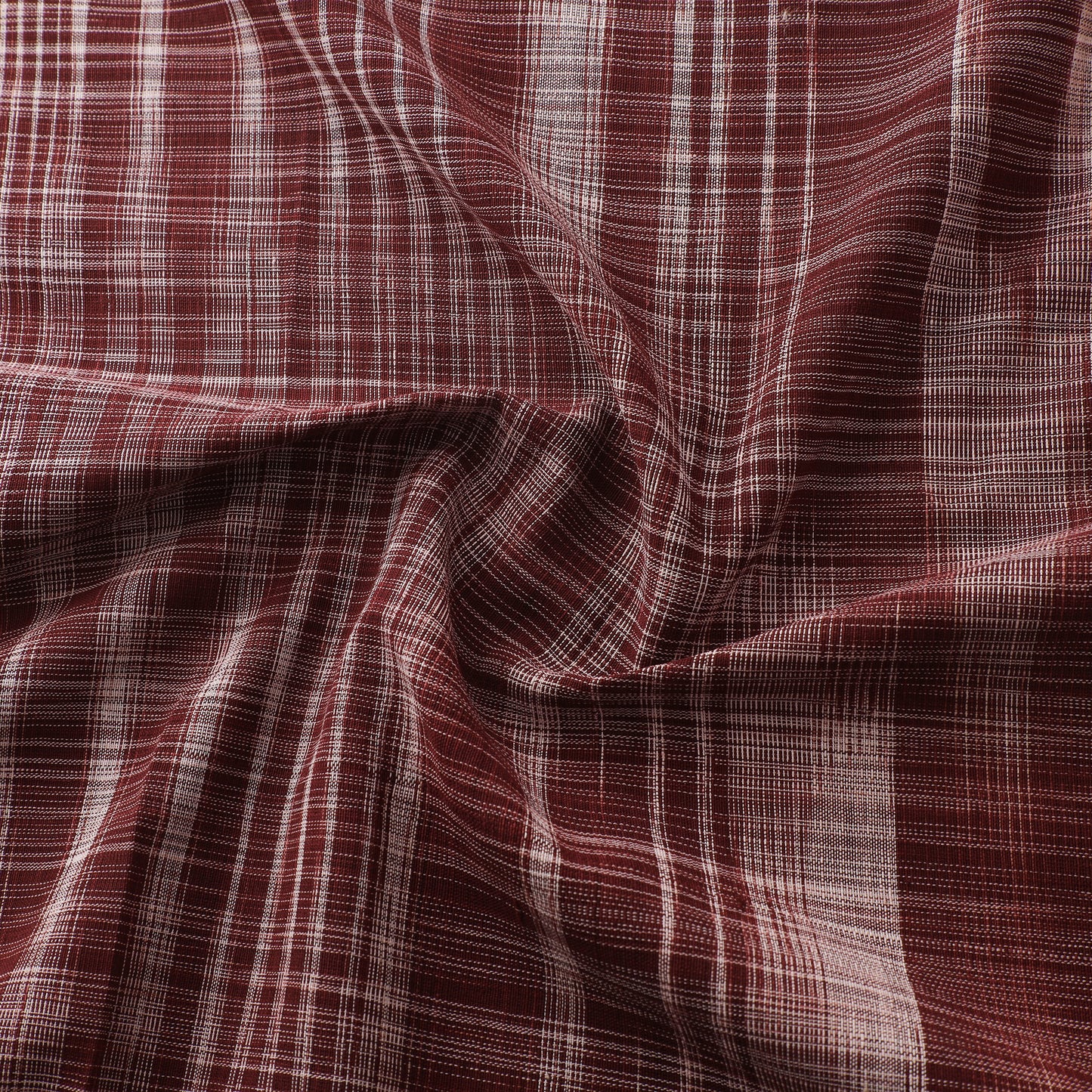 Maroon - Handspun Handloom Natural Dyed Cotton Srikakulam Jamdani Fabric 14
