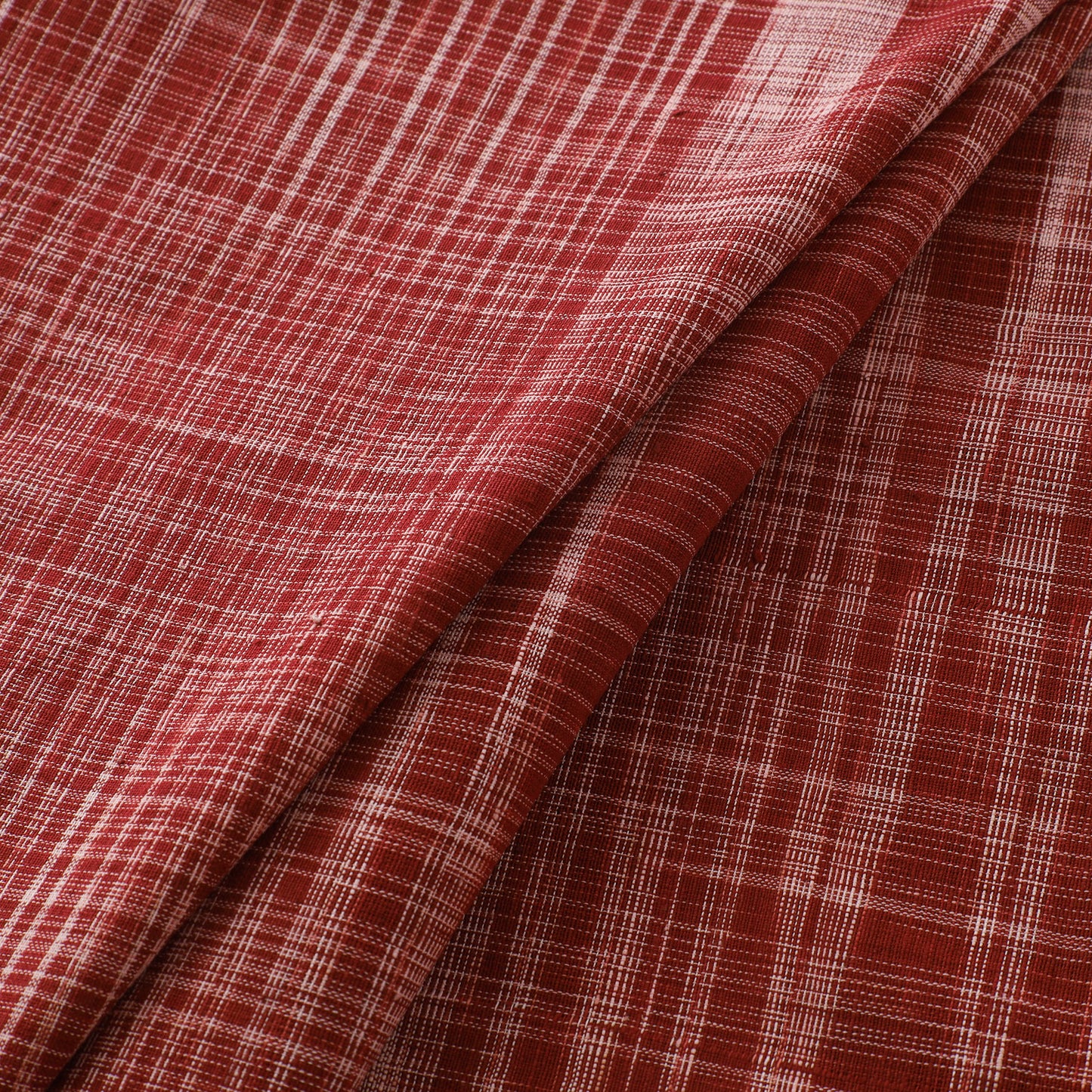 Red - Handspun Handloom Natural Dyed Cotton Srikakulam Jamdani Fabric 15