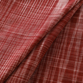 Red - Handspun Handloom Natural Dyed Cotton Srikakulam Jamdani Fabric 15