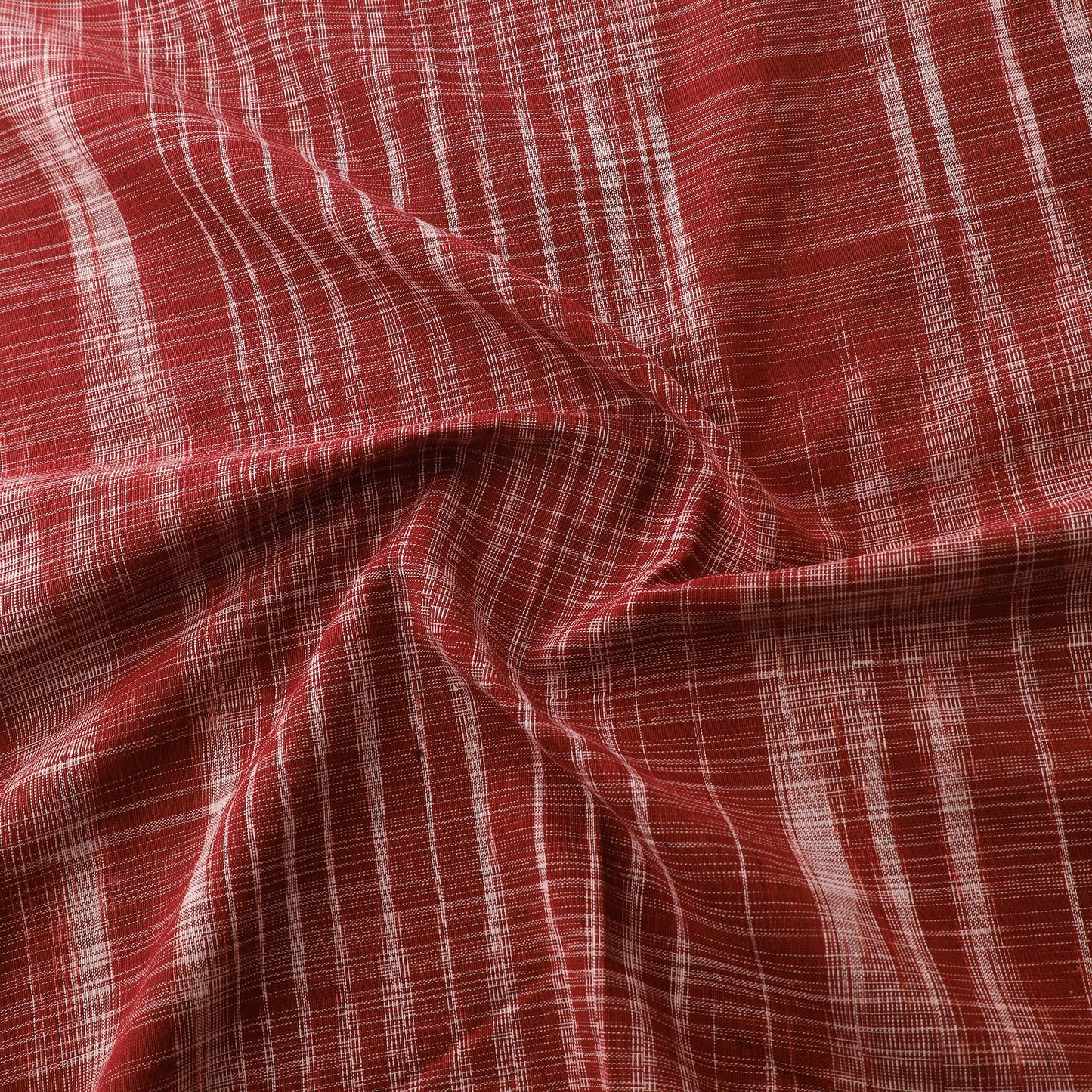 Red - Handspun Handloom Natural Dyed Cotton Srikakulam Jamdani Fabric 15