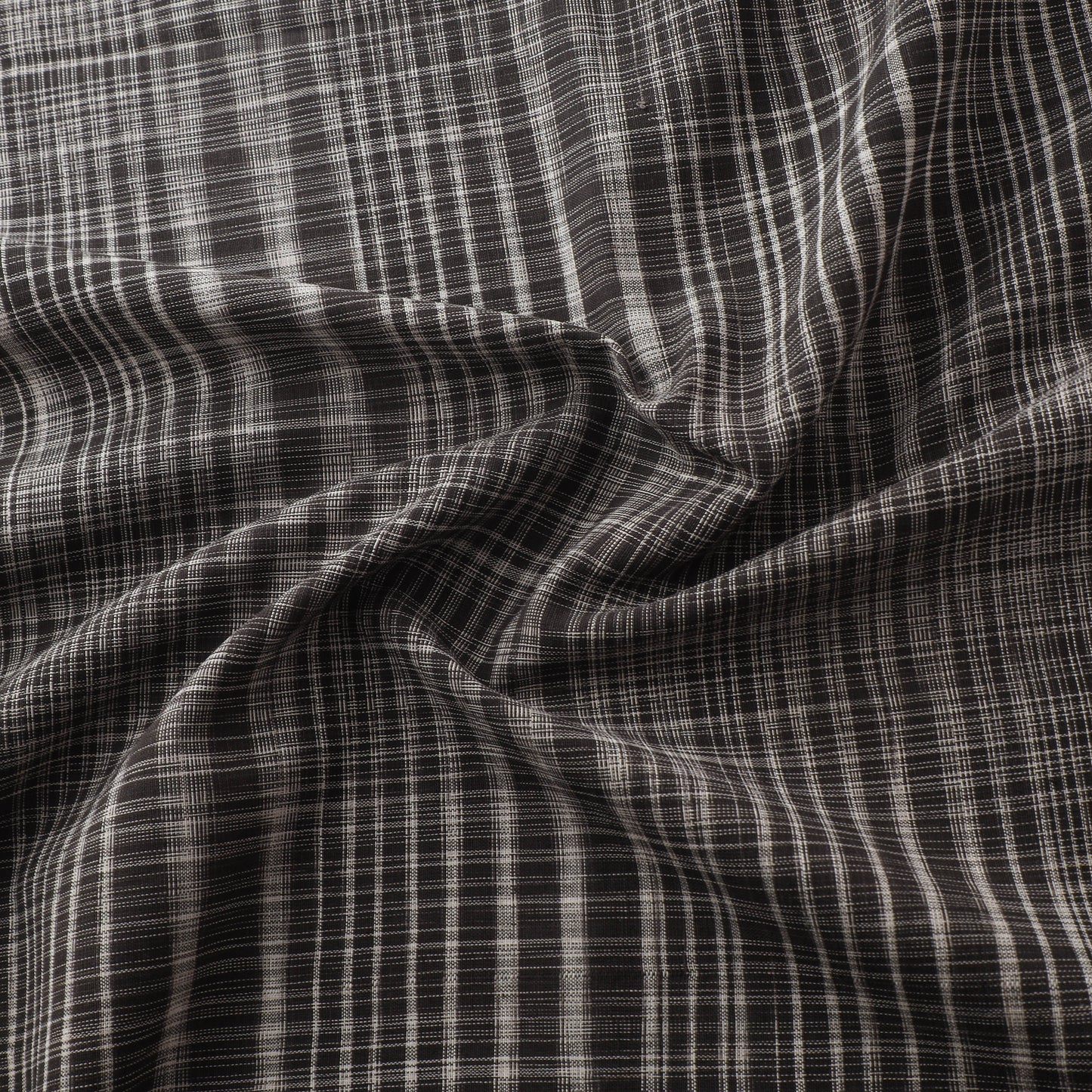 Black - Handspun Handloom Natural Dyed Cotton Srikakulam Jamdani Fabric 16