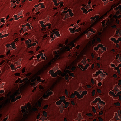 Red - Hakoba Hand Block Ajrakh Print Natural Dyed Cotton Fabric 58