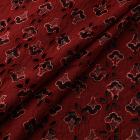 Red - Hakoba Hand Block Ajrakh Print Natural Dyed Cotton Fabric 58