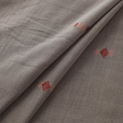 Grey - Handspun Handloom Natural Dyed Cotton Srikakulam Jamdani Fabric 17