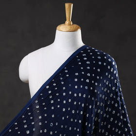 Buy Prussian Blue Kutch Bandhani Tie-Dye Modal Silk Fabric Online l iTokri.com