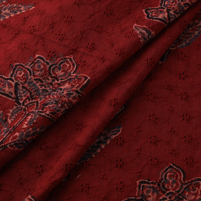 Red - Hakoba Hand Block Ajrakh Print Natural Dyed Cotton Fabric 59