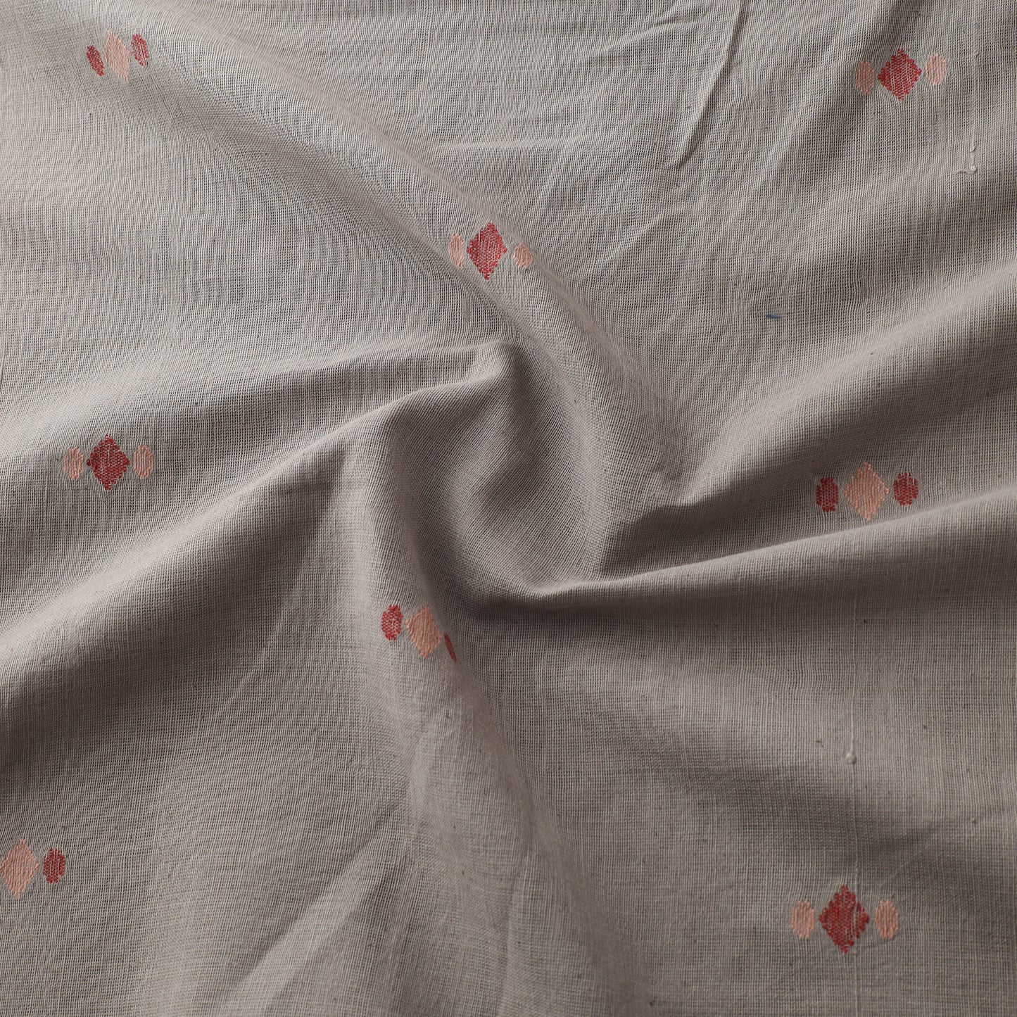 Grey - Handspun Handloom Natural Dyed Cotton Srikakulam Jamdani Fabric 17