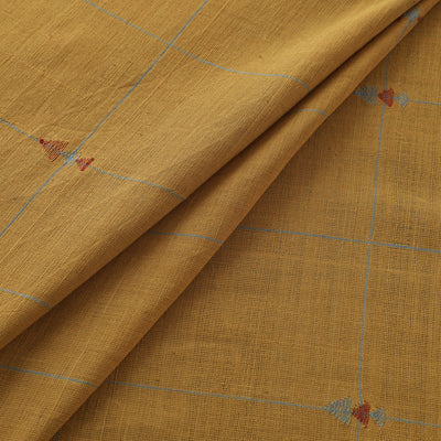 Yellow - Handspun Handloom Natural Dyed Cotton Srikakulam Jamdani Fabric 18