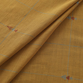 Yellow - Handspun Handloom Natural Dyed Cotton Srikakulam Jamdani Fabric 18