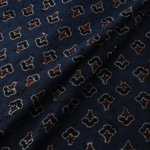 Blue - Hakoba Hand Block Ajrakh Print Natural Dyed Cotton Fabric 61