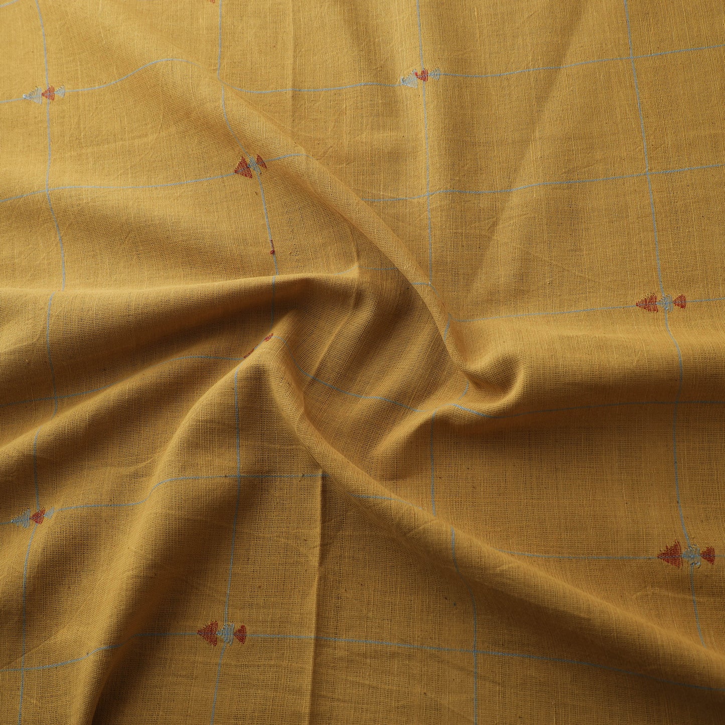 Yellow - Handspun Handloom Natural Dyed Cotton Srikakulam Jamdani Fabric 18