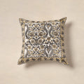 White - cotton sanganeri floral cushion cover (16 x 16 in)