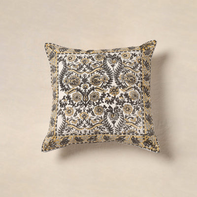White - cotton sanganeri floral cushion cover (16 x 16 in)