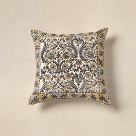 White - cotton sanganeri floral cushion cover (16 x 16 in)