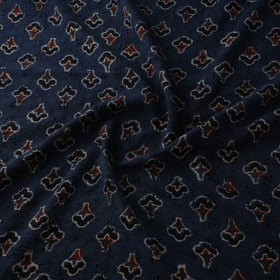 Blue - Hakoba Hand Block Ajrakh Print Natural Dyed Cotton Fabric 61