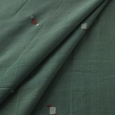 Green - Handspun Handloom Natural Dyed Cotton Srikakulam Jamdani Fabric 21