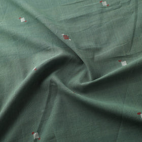 Green - Handspun Handloom Natural Dyed Cotton Srikakulam Jamdani Fabric 21