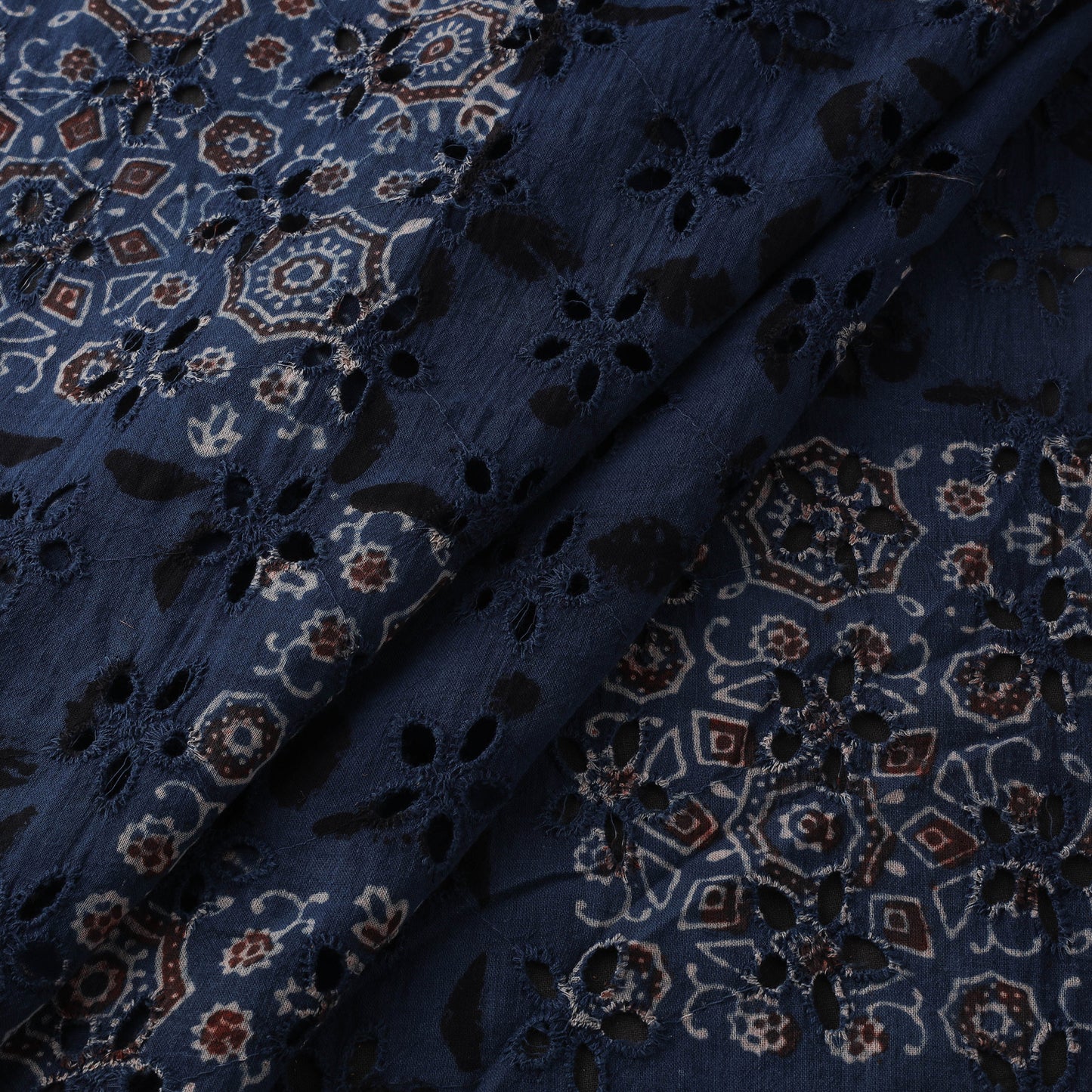 Blue - Hakoba Hand Block Ajrakh Print Natural Dyed Cotton Fabric 63