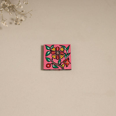 Madhubani handpainted wooden magnet 14 - handcrafted