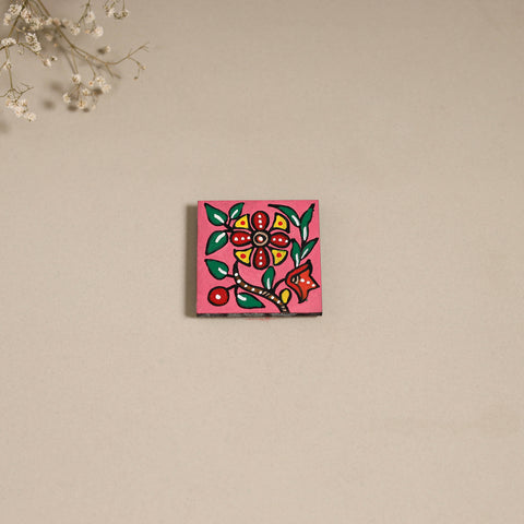 Madhubani handpainted wooden magnet 14 - handcrafted