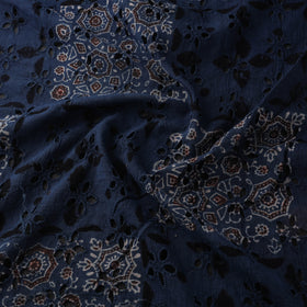 Blue - Hakoba Hand Block Ajrakh Print Natural Dyed Cotton Fabric 63