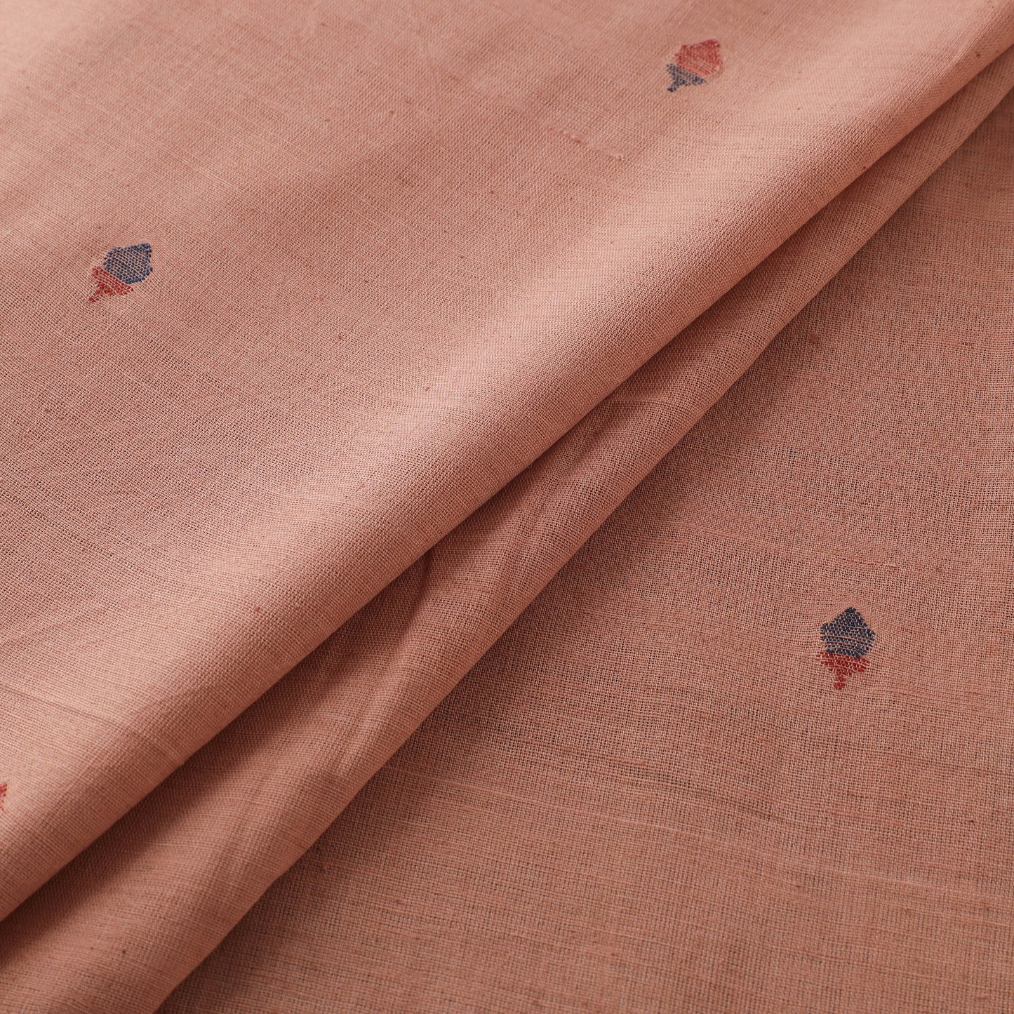 Peach - Handspun Handloom Natural Dyed Cotton Srikakulam Jamdani Fabric 20