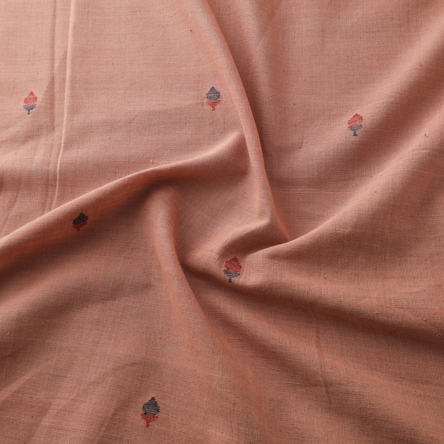 Peach - Handspun Handloom Natural Dyed Cotton Srikakulam Jamdani Fabric 20