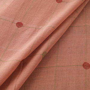 Peach - Handspun Handloom Natural Dyed Cotton Srikakulam Jamdani Fabric 23