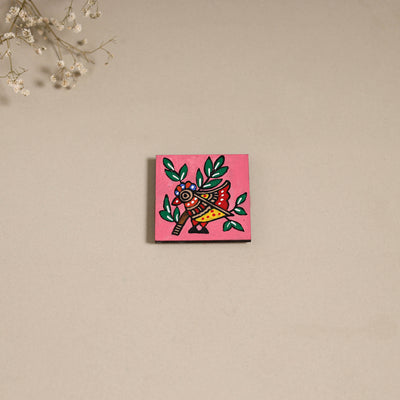 Madhubani handpainted wooden magnet 15 - handcrafted