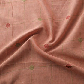 Peach - Handspun Handloom Natural Dyed Cotton Srikakulam Jamdani Fabric 23