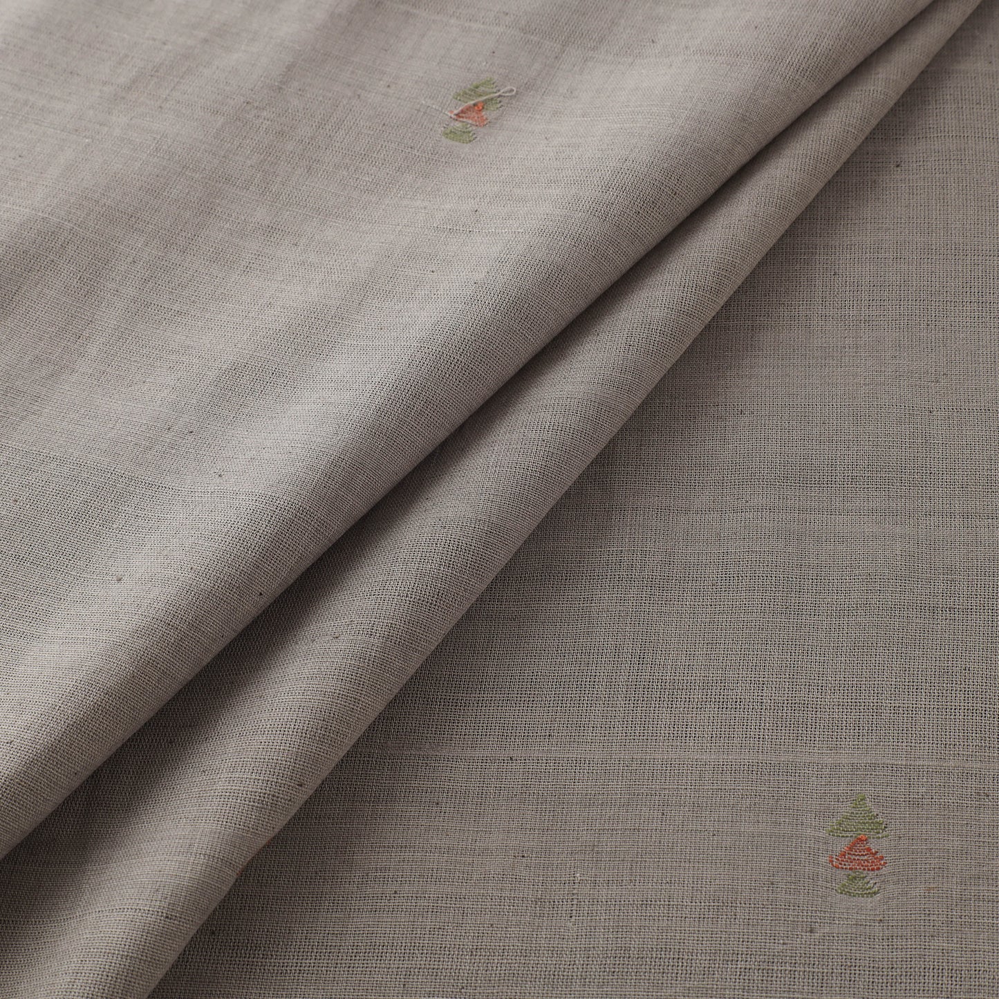 Grey - Handspun Handloom Natural Dyed Cotton Srikakulam Jamdani Fabric 24