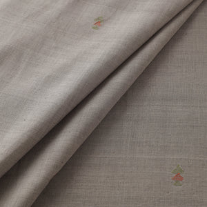 Grey - Handspun Handloom Natural Dyed Cotton Srikakulam Jamdani Fabric 24