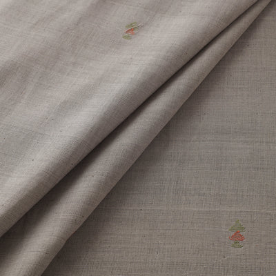 Grey - Handspun Handloom Natural Dyed Cotton Srikakulam Jamdani Fabric 24