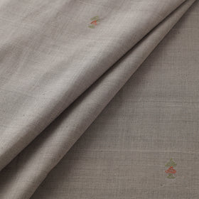 Grey - Handspun Handloom Natural Dyed Cotton Srikakulam Jamdani Fabric 24