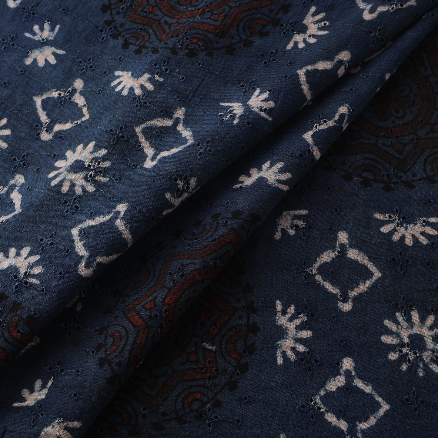 Blue - Hakoba Hand Block Ajrakh Print Natural Dyed Cotton Fabric 67